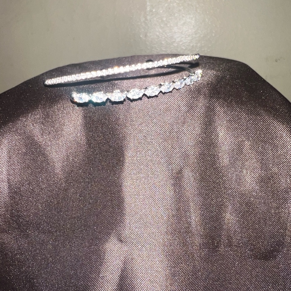 Silver Crystal Open Cuff Bracelet - Women Jewelry. - Picture 2 of 4